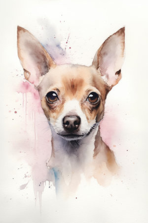 Portrait of Chihuahua dog with watercolor splashesの素材