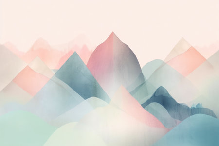 Abstract watercolor mountain background. digital art painting. vector illustration.の素材