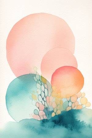 Abstract watercolor background. hand-drawn illustration. colorful spots.の素材