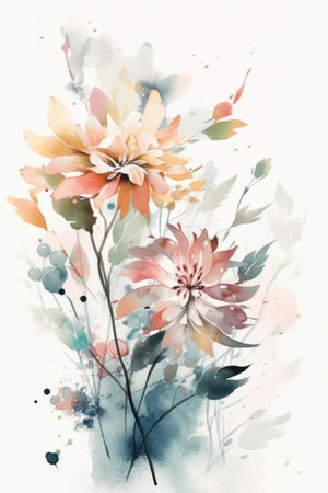 watercolor painting of flowers. Spring, summer, easter.の素材