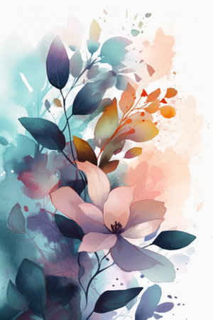 watercolor floral background. Hand painted watercolor flowers. vector illustration.の素材