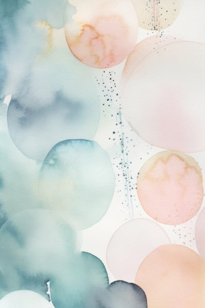 Abstract watercolor background with colorful circles. hand-drawn illustration.の素材