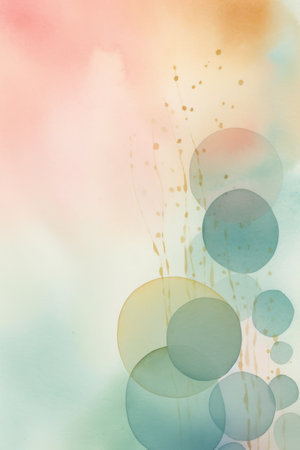Abstract watercolor background with bokeh lights and colorful circles.の素材