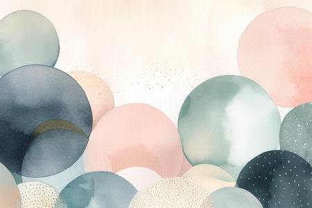 Abstract watercolor background with circles. Hand drawn watercolor illustration.の素材