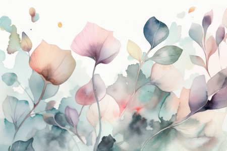 watercolor floral background. Hand drawn watercolor illustration with flowers.の素材