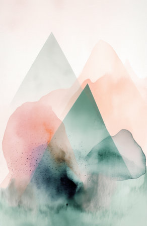Abstract watercolor background with mountains. digital art painting. Illustration.の素材