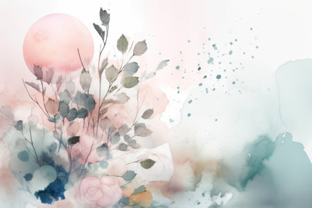 watercolor floral background. Hand painted watercolor flowers on white background.の素材