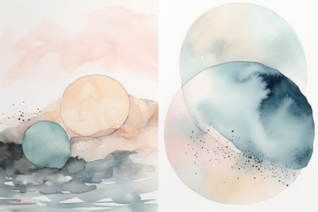 Abstract watercolor background. Hand drawn illustration with watercolor stains.の素材