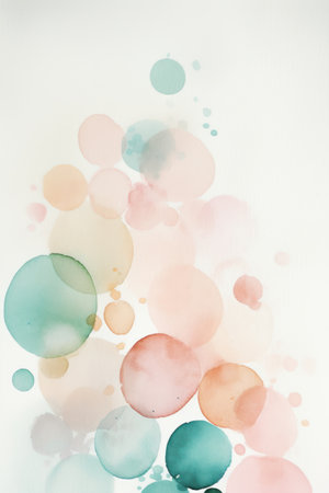 Watercolor circles on white background. Abstract colorful watercolor circles.の素材