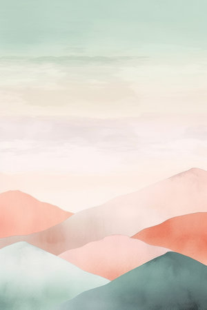mountain landscape. watercolor painting. digital art painting. vector illustration.の素材