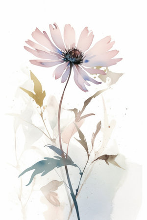 flower watercolor painting on white background. digital art painting.の素材