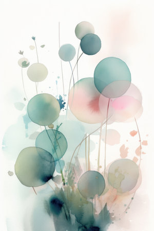 Abstract watercolor background with multicolored flowers. digital painting.の素材