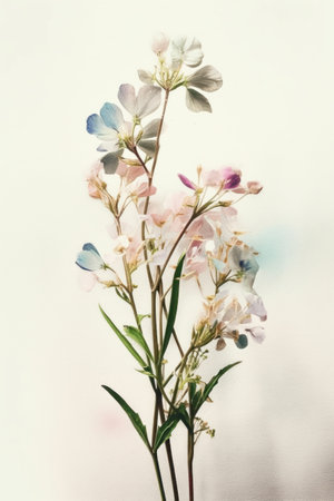 Flowers on a white background. Retro style toned picture.の素材