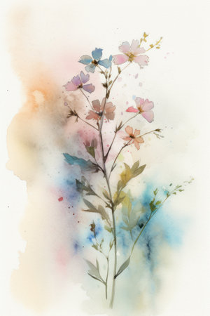 Watercolor painting of flowers in pastel colors. hand-drawn illustration.の素材