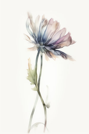 Watercolor illustration of a blue and purple flower on a white backgroundの素材