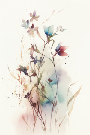 Watercolor flowers on a white background. hand-drawn illustration.の素材
