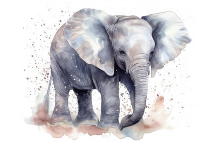 Watercolor elephant isolated on white background. hand-drawn illustration.の素材