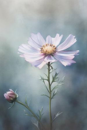 Cosmos flowers in the garden. soft focus. vintage style.の素材