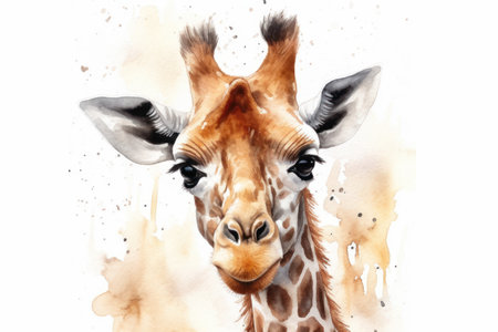 Watercolor portrait of a giraffe. hand-drawn illustration.の素材