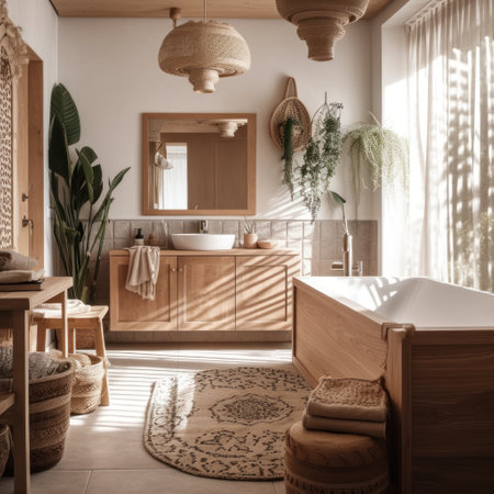 Bathroom interior in scandinavian style. 3d renderingの素材