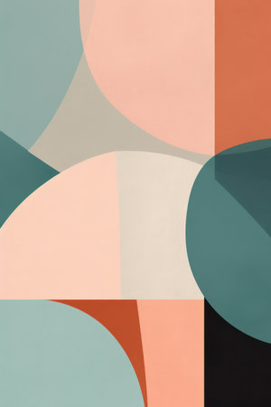 Abstract background with geometric shapes in pastel colors. flat lay.の素材