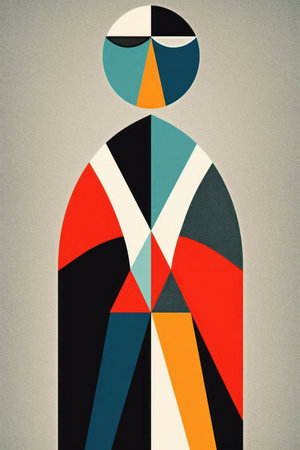 Colorful abstract man in a minimalist style. contemporary art collage.の素材