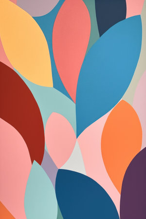abstract background with multicolored paper cut shapes in the form of leavesの素材