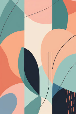 Abstract background with geometric shapes and lines in pastel colors. vector illustration.の素材
