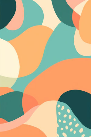 Abstract vector background with hand drawn organic shapes in pastel colors.の素材