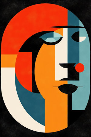 Colorful art collage. Abstract colorful portrait of a man.の素材