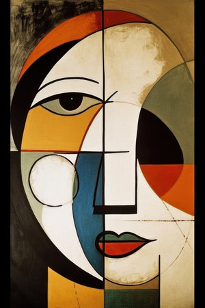 The face of a man painted on the facade of the building.の素材