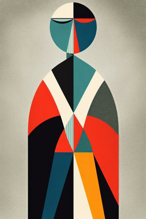 Abstract man in a colorful geometric style. Contemporary art collage.の素材