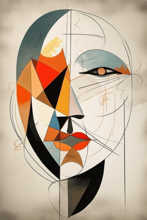 Abstract portrait of a woman. Hand-drawn illustration, painting.の素材