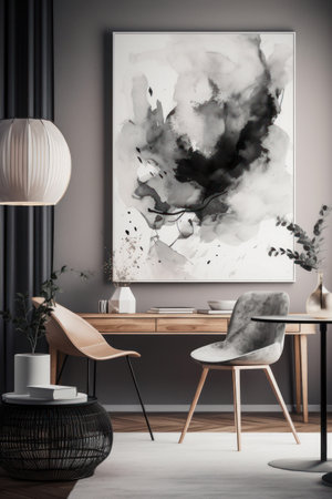 Modern scandinavian interior design. Mock up poster, 3D renderの素材