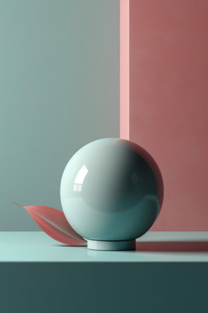 3d render of abstract minimal scene with geometrical forms, podium for product presentation.の素材