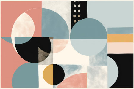 Abstract geometric background with circles, dots and lines. Vector illustration.の素材