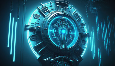 3D rendering of futuristic technology background. Hi-tech circuit boardの素材