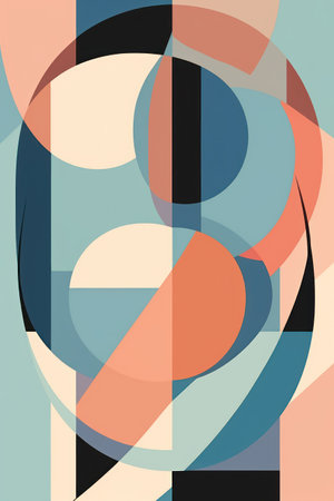 Abstract background, geometric shapes in retro style, colorful digital illustration.の素材