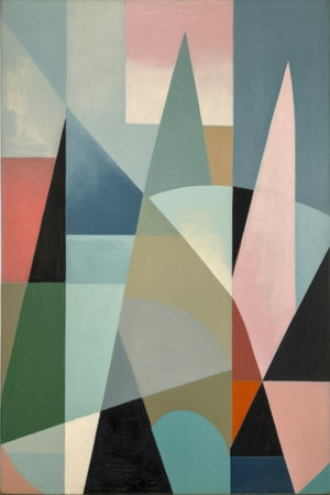 Abstract colorful background with geometric shapes. Modern art. Contemporary art.の素材