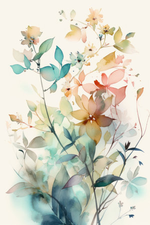 Watercolor illustration of flowers, watercolor painting on white background.の素材