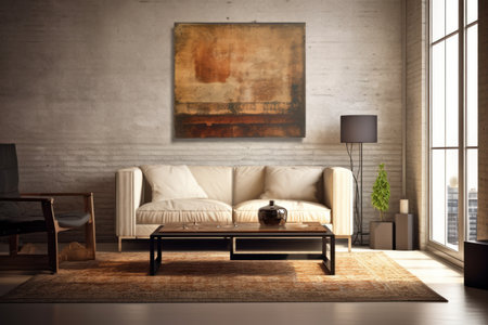 Modern living room interior design. 3d rendering mock up toned imageの素材