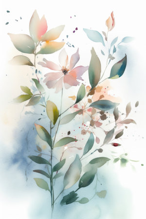 Watercolor flowers. Pastel colors. Hand-drawn illustration.の素材