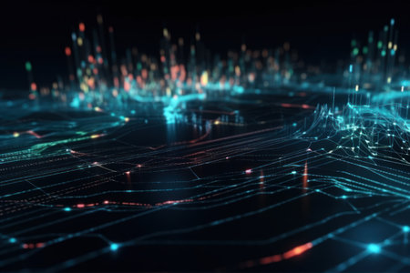 Futuristic cyberspace with data flow. 3d renderingの素材
