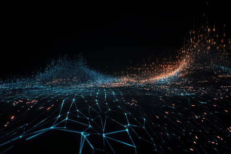 abstract technology background with connecting dots and lines. 3d renderingの素材