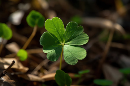 four-leaf clover (Oxalis clover) in the forestの素材