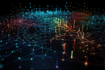 Network connection on black background. 3d illustration. network concept.の素材