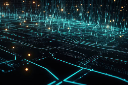 Futuristic technology background with circuit board. 3D Renderingの素材