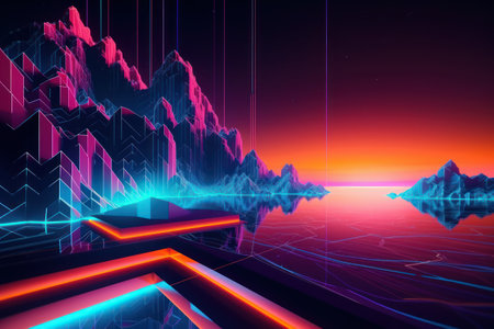 Futuristic abstract background. 3d rendering, 3d illustration.の素材