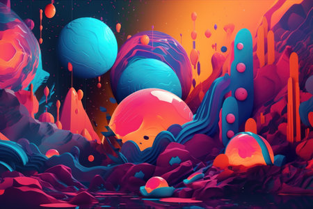 3d illustration of abstract geometric composition, digital artwork for creative graphic design.の素材