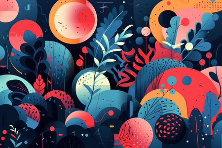 Abstract background with leaves and plants. Vector illustration in flat style.の素材